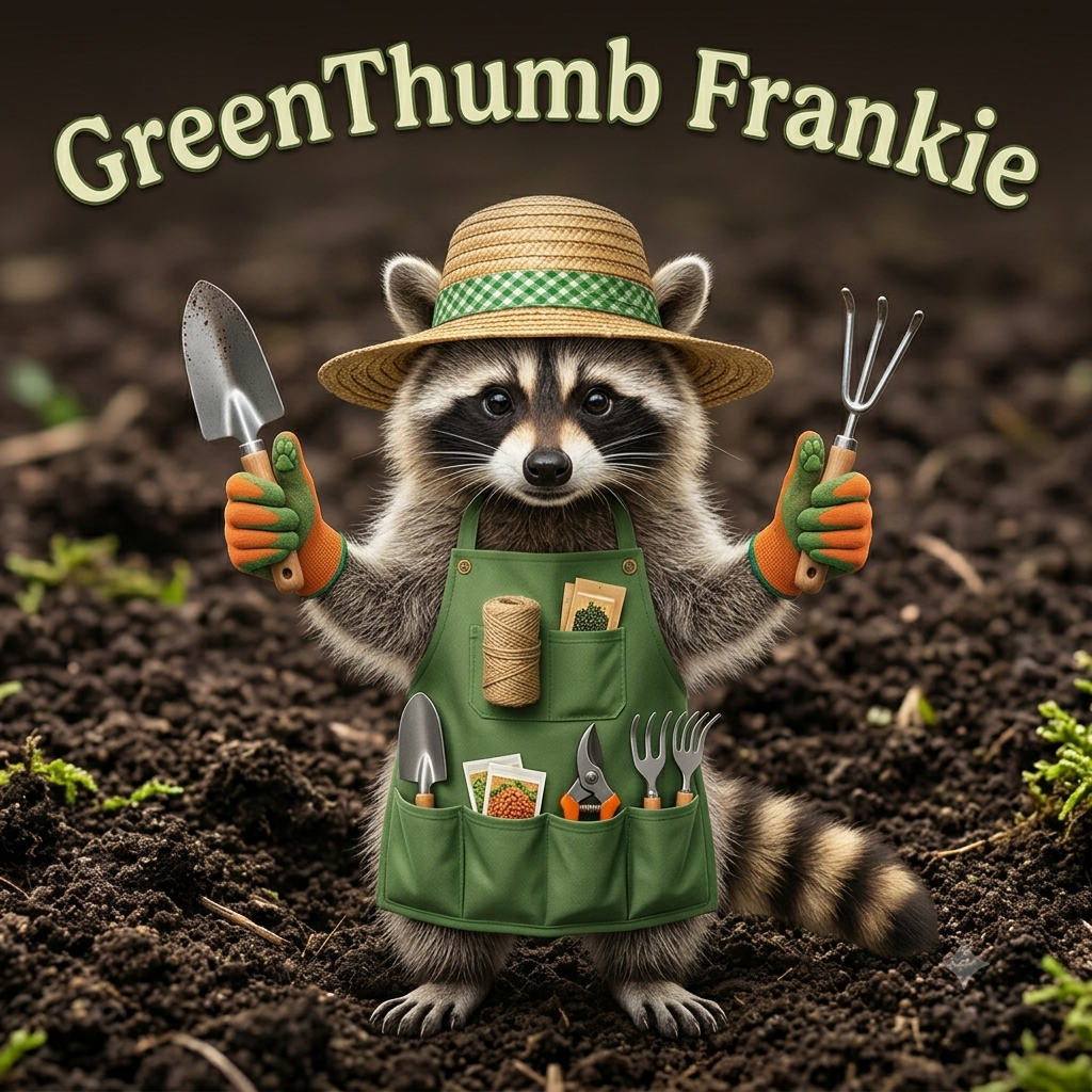 Frankie the GreenThumb raccoon